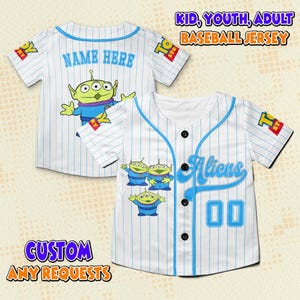 Custom Disney Famous Characters Collection, Toy Story Alien Jersey, Unisex Gift for Kids & Adults