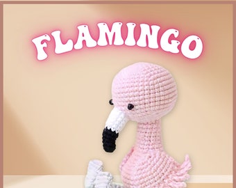 フラミンゴのかぎ針編みパターン：初心者向けぬいぐるみ（PDFパターン