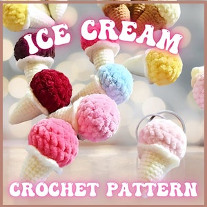 Cornet de crème glacée au crochet : peluche amigurumi (Modèle PDF)