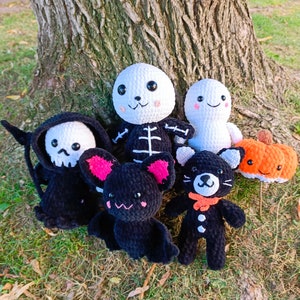 6IN 1 Crochet Pattern Halloween, Halloween Amigurumi Crochet Pattern, Halloween Toys, Bundle, Pumpkin, Grim Reaper, Bat, Cat, Skleton, Ghost