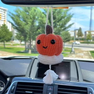 Halloween Crochet Pattern, Halloween Pumpkin Car Hanger, Cute Crochet Pumpkin Design for Vehicles, Festive Fall Decor, Car Hanging Crochet