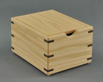 Wooden Recipe Box for 3x5 Recipe Cards- Oak with Oak lid by Tyler Morris Woodworking