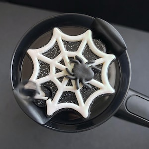 Halloween Stanley compatible spiderweb with spider cup topper 20/30or 40oz with holographic glitter and color shifting web