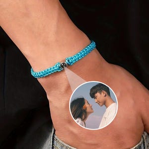 Personalized Photo Projection Bracelet, Picture Bracelet, Photo Bracelet, Braided Rope Bracelet, Boyfriend Bracelet, Memorial Bracelet