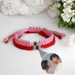 Customized Photo Projection Bracelet  Braided Rope Bracelet Picture Inside Jewelry Gift for Him Memorial Gift