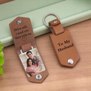 Porte-clés en cuir personnalisé avec photo, cadeau d'anniversaire de mariage, porte-clés personnalisé pour lui, porte-clés de voiture, cadeau d'anniversaire, cadeau photo pour homme