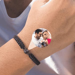 Custom Photo Projection Bracelet Projection Picture Bracelets Handmade Minimalist Memorial Secret Projection Charm Jewelry Gift for Her Him
