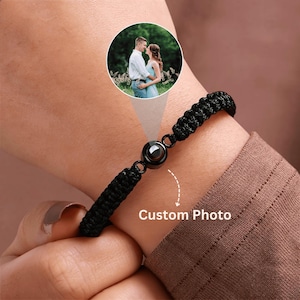 Custom Photo Projection Bracelet Projection Picture Bracelets Handmade Minimalist Memorial Secret Projection Charm Jewelry Gift for Her Him