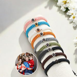 Personalized Photo Projection Bracelet, Picture Bracelet, Photo Bracelet, Braided Rope Bracelet, Boyfriend Bracelet, Memorial Bracelet