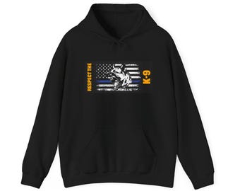 RESPECT THE K9 Thin Blue Line K9 Handler Unisex Heavy Blend™ Hooded Sweatshirt