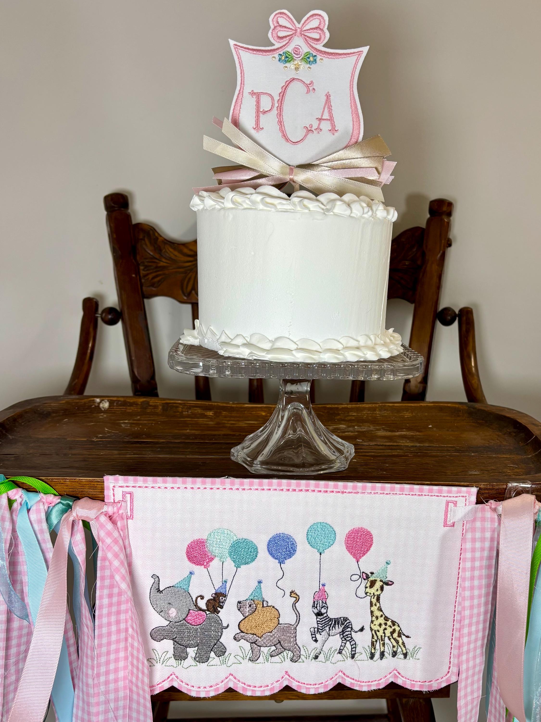 Monogram Crest Cake Topper, Embroidered Keepsake - Etsy