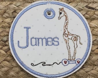 new baby bag tag, name tag, gift tag, baby boy bag tag
