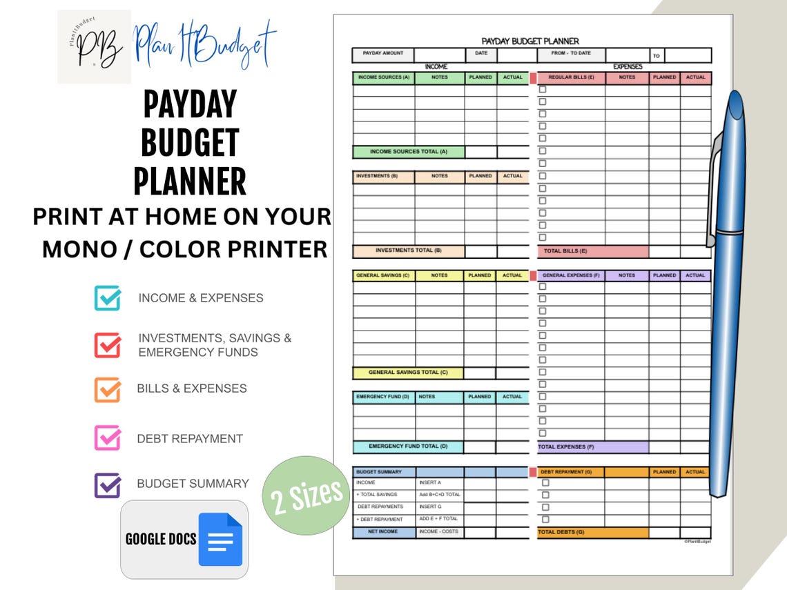 Easy Budget Tool Simple Budget Planner Template | Digital or Printable Financial Planner ...