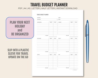 Travel Budget Planner | Holiday Spending Tracker (PDF) 4 sizes