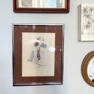 Vintage Christine Rosamund Summer Mood Framed Lithograph / Signed Wall Art, Framed Wall Hanging, Retro Home Apartment Decor