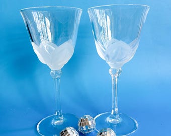 Vintage Cristal D&#39;Arques-Durand Water Goblet Glasses / Florence Crystal Tulip Glassware, Wine Glass