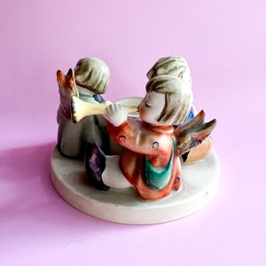 Vintage Hummel Goebel West Germany Candle Holder / Porcelain Herald Angels Candlestick Holder, Retro Apartment Holiday Decor