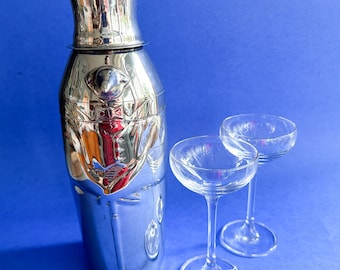 Vintage Towle Penguin Tuxedo Silverplated Cocktail Shaker / Mid Century Personalized Art Deco Barware, Man Cave Apartment Decor
