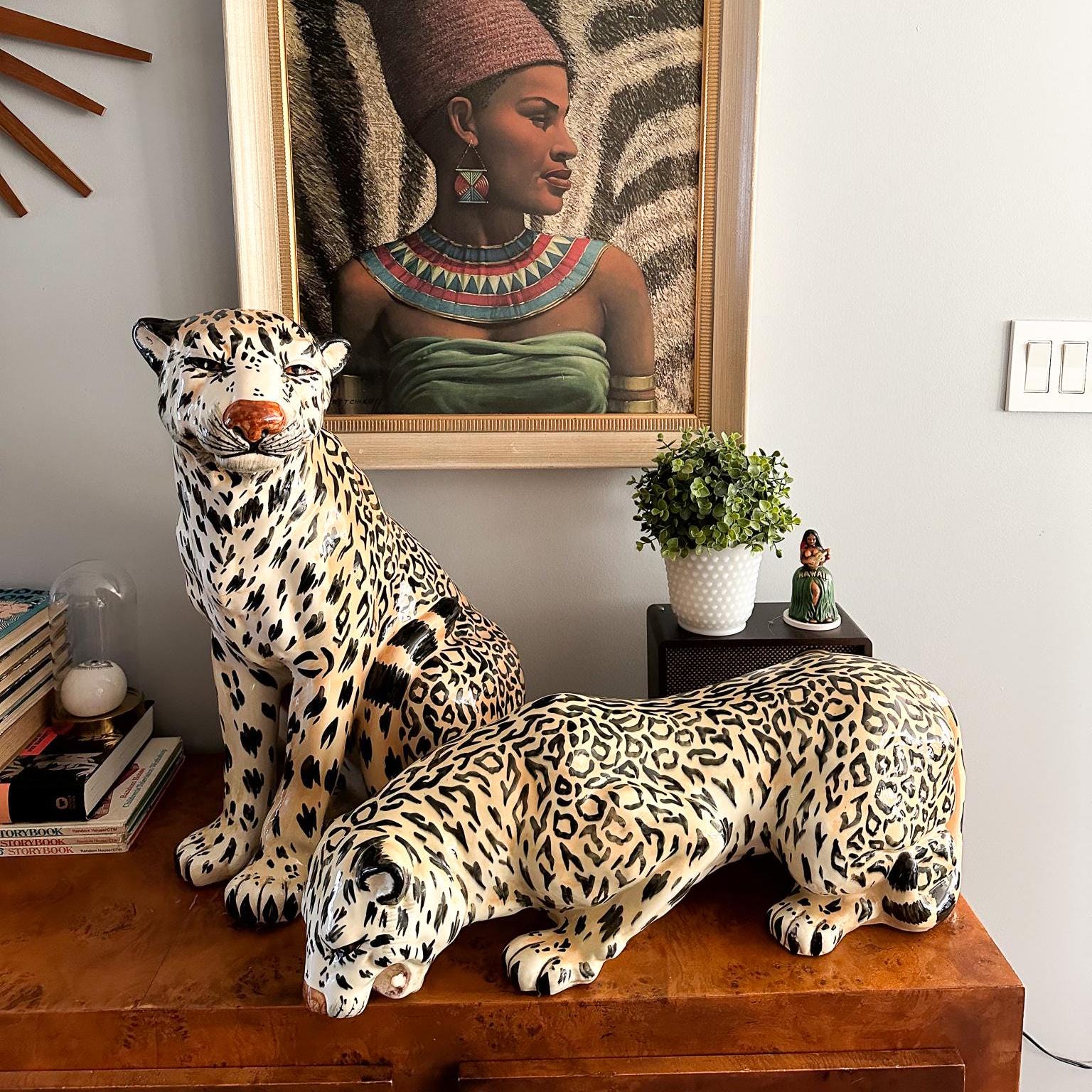 Ceramiche Ronzan 陶器製　イタリア　チーター　アンティーク Ceramiche Ronzan 陶器製 イタリア チーター アンティーク