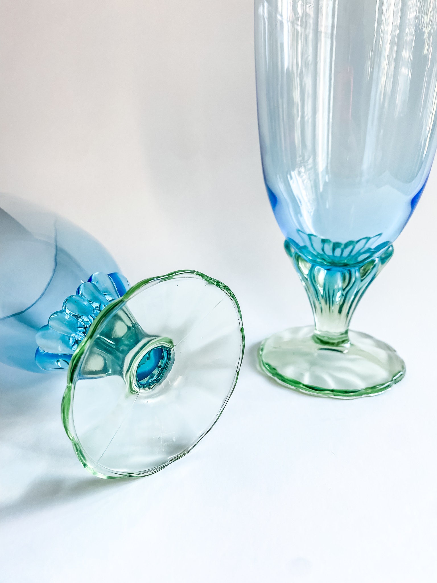 Bormioli Rocco Bahia Iced Tea Glasses / Italian Wine Goblets, Mermaid