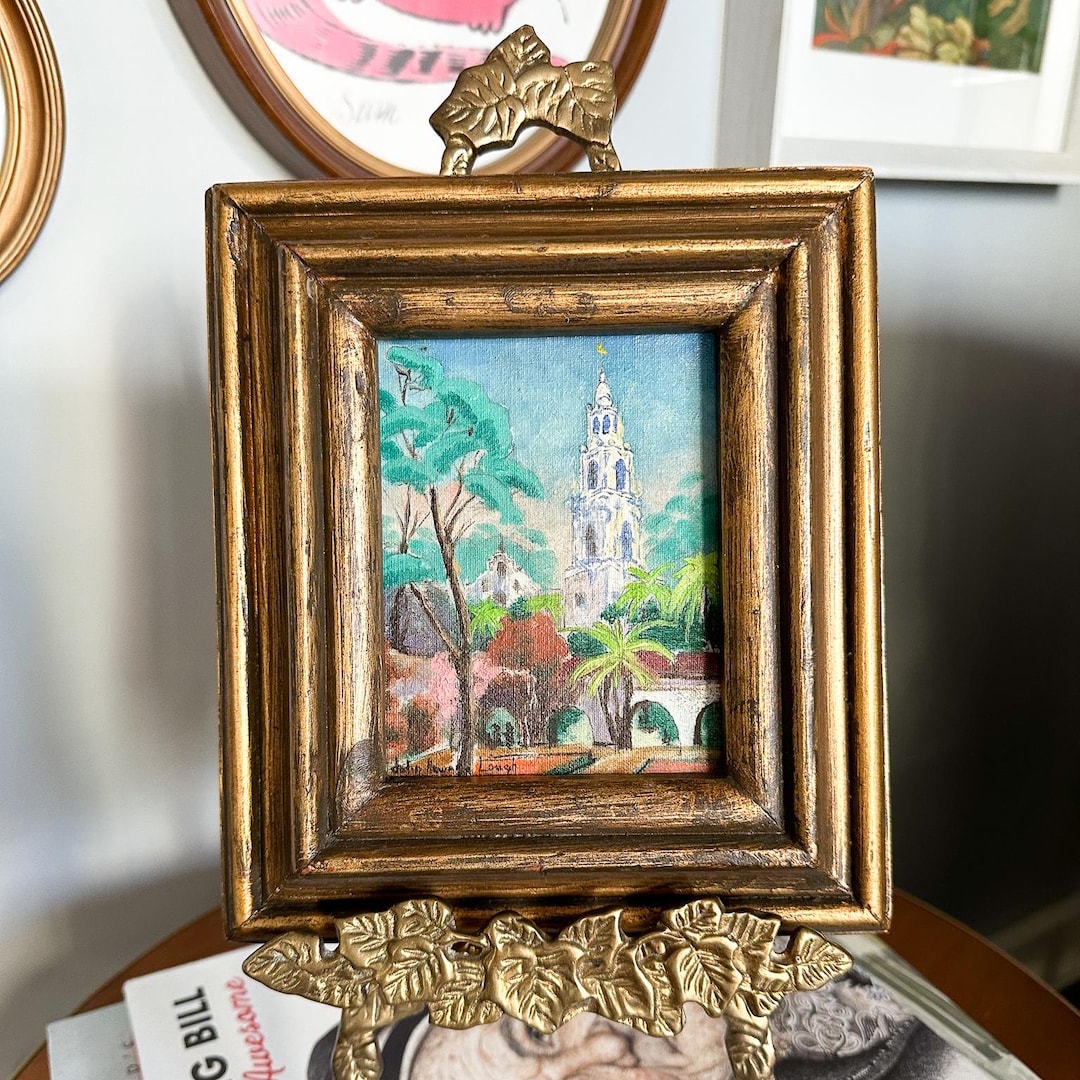 Vintage Original Signed Mexican Oil Painting / City Landscape Ornate ...