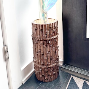Vintage Bamboo Ceramic Umbrella Holder Stand / Hollywood Regency Apartment Decor