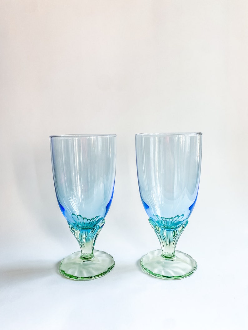 Bormioli Rocco Bahia Iced Tea Glasses / Italian Wine Goblets, Mermaid