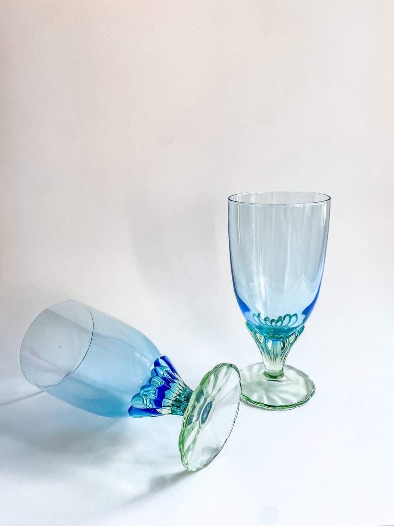 Bormioli Rocco Bahia Iced Tea Glasses / Italian Wine Goblets, Mermaid