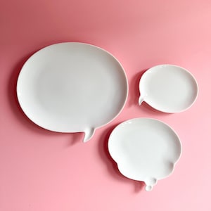 The Museum of Modern Art Chat-borden / MoMa-tekstballon keramische plaat van Ikuko Nakazawa, retro woondecoratie, eten serveren sieraden schaal