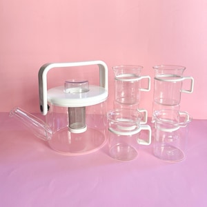 Vintage Bodum Denmark Carsten Jorgensen Era Cup and Tea Pot Set / Y2K Postmodern Memphis Style Decor, Tea Infuser, Danish Design