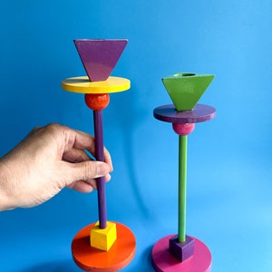 Portacandele Konfetti Stick vintage Ikea di Anna Efverlund / Portacandele in stile Memphis, candelieri geometrici in metallo laccato