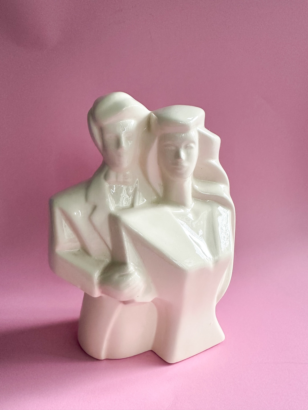Vintage Postmodern White Ceramic Abstract Man Woman Statue / Mannequin ...