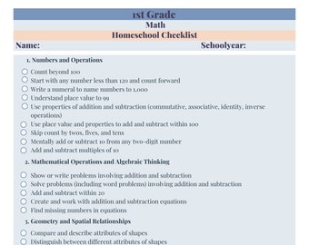 Kindergarten Homeschool Checklist - Etsy