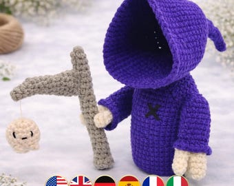 Crochet Grim Reaper Pattern, Cute Creepy Amigurumi Tutorial PDF in English, Ghost Crochet, Gothic Halloween Grim Reaper Toy Pattern Book