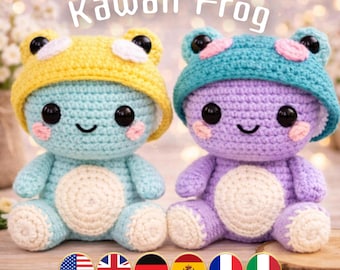 Mushroom Frog Crochet Pattern, Woodland Amigurumi Crochet Pattern, Stuffed Toad Plush Toy, Low Sew, Nursery Decor, Baby Gift, PDF Tutorial