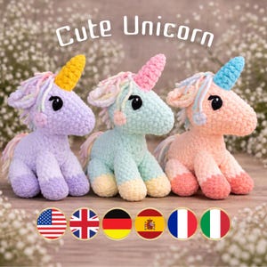 Einhorn Häkelanleitung, Fantasy Amigurumi Häkelanleitung, Kuscheltier Plüschtier, Kinderzimmer Deko, Baby Mädchen Geschenk, PDF Anleitung Download