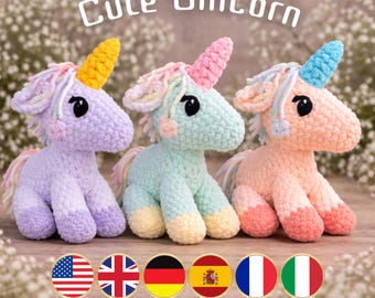 Unicorn Crochet Pattern, Fantasy Amigurumi Crochet Pattern, Stuffed Animal Plush Toy, Nursery Decor, Baby Girl Gift, PDF Tutorial Download