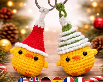 2 in 1 No Sew Christmas Chick Crochet Pattern, Xmas Amigurumi Decor, Baby Gift, PDF Tutorial Download
