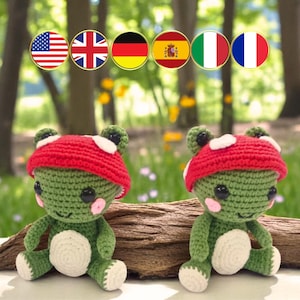 Mushroom Frog Crochet Pattern PDF – Cute Forest Amigurumi Toad Plush – Animal Keychain – Woodland Frog DIY Tutorial