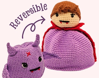 Reversible Vampire Bat Crochet Pattern – Halloween Amigurumi Plushie (PDF Tutorial)