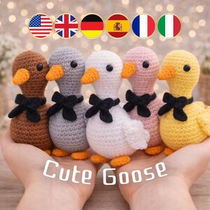 Goose Crochet Pattern, Farm Amigurumi Crochet Pattern, Stuffed Animal Plush Toy, Low Sew, Nursery Decor, Baby Gift, PDF Tutorial Download