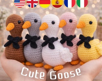 Goose Crochet Pattern, Farm Amigurumi Crochet Pattern, Stuffed Animal Plush Toy, Low Sew, Nursery Decor, Baby Gift, PDF Tutorial Download