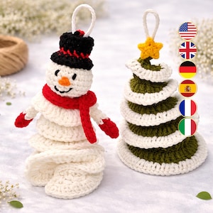 2-in-1 Christmas Wind Spinner Crochet Pattern – Tree & Snowman Spinner PDF Tutorial, Hanging Ornament Amigurumi, Easy Holiday Crochet