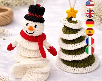 2-in-1 Christmas Wind Spinner Crochet Pattern – Tree & Snowman Spinner PDF Tutorial, Hanging Ornament Amigurumi, Easy Holiday Crochet