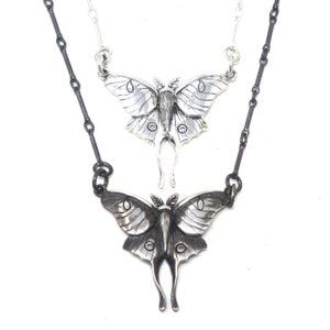 Luna Moth Necklace Solid 925 Sterling Silver Insurance Included image 9