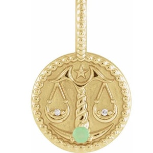14K Yellow Gold Natural Chrysoprase & .005 CTW Natural Diamond Libra Scale Charm/Pendant Necklace