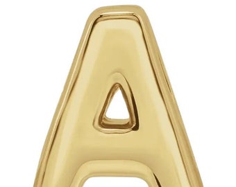 14K Yellow Gold Block Initial Letter A Slide Charm Pendant Necklace