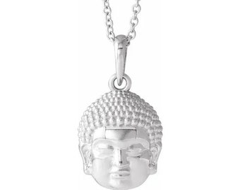 Sterling Silver Shakyamuni Buddha Pendant Necklace