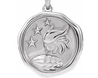 Sterling Silver Owl Spirit Animal Medallion Pendant Necklace