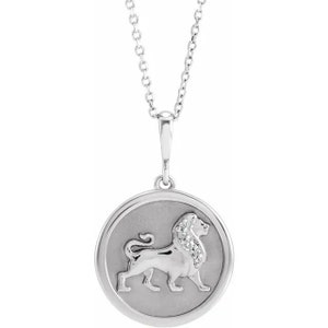 Sterling Silver .02 CTW Natural Diamond Lion, King of the Jungle, Leo Pendant Necklace